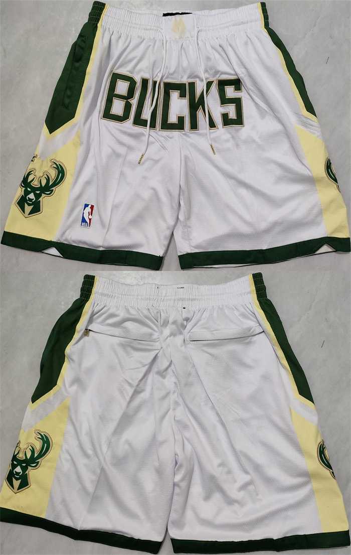 Men%27s Milwaukee Bucks White Shorts (Run Small)